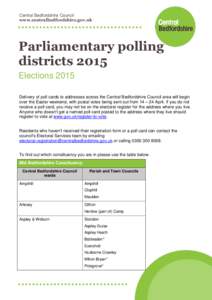 Central Bedfordshire Council www.centralbedfordshire.gov.uk Parliamentary polling districts 2015 Elections 2015