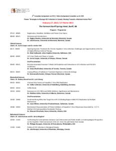 th  4 Canadian Symposium on HCV / 4ème Symposium Canadien sur le VHC Theme “Strategies to Manage HCV Infection in Canada: Moving Towards a National Action Plan”  February 27, [removed]Février 2015