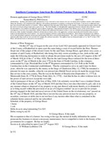 Southern Campaigns American Revolution Pension Statements & Rosters Pension application of George Bruce S39212 Transcribed by Will Graves f21NC[removed]