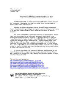 HIV/AIDS in Africa / Binta Mansaray / Carman Lapointe-Young / United Nations / International Holocaust Remembrance Day / International observance