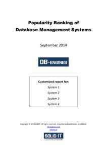 Popularity Ranking of Database Management Systems SeptemberCustomized report for: