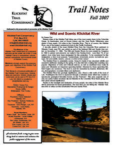 Trail Notes  Fall 2007 Klickitat Trail Conservancy P.O. Box 512