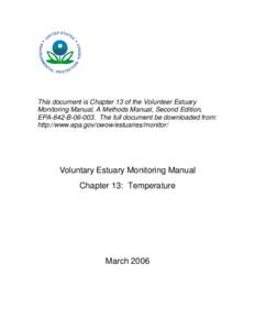 Chapter 13, Temperature, Voluntary Estuary Monitoring Manual, March 2006