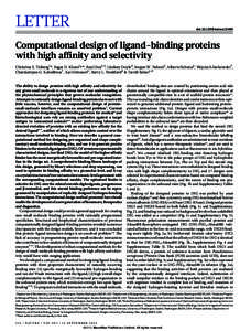 LETTER  doi:[removed]nature12443 Computational design of ligand-binding proteins with high affinity and selectivity
