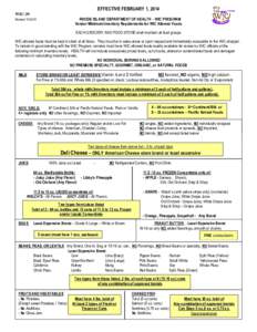 EFFECTIVE FEBRUARY 1, 2014 WIC-39 RHODE ISLAND DEPARTMENT OF HEALTH - WIC PROGRAM Vendor Minimum Inventory Requirements for WIC Allowed Foods  Revised[removed]