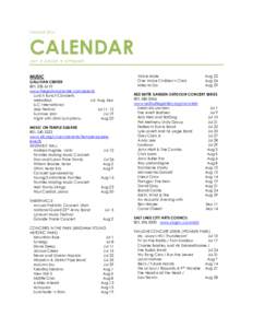 SUMMER[removed]CALENDAR JULY  AUGUST  SEPTEMBER  MUSIC