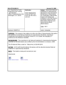 BULLETIN 2008­12  U.S. Department of Labor  Employment and Training  Administration  Office of Apprenticeship (OA)  Washington, D.C. 20210 