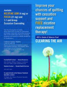 Available:  NICOTINE GUM (4 mg) or PATCH (21 mg) and 1:1 and Group Cessation Counseling
