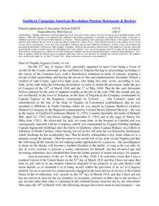 Southern Campaign American Revolution Pension Statements & Rosters Pension application of Alexander Nelson S38259 Transcribed by Will Graves f11VA[removed]