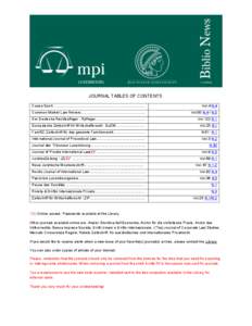 JOURNAL TABLES OF CONTENTS Causa Sport.......................................................................................... Vol.4 N.4  Common Market Law Review........................................................