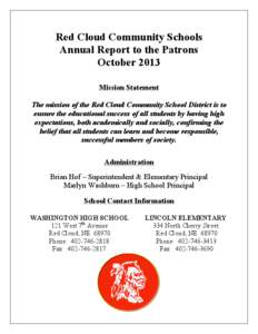 Red Cloud Community Schools Annual Report to the Patrons October 2013