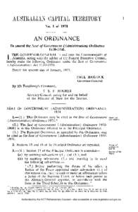 N o . 1 of[removed]AN ORDINANCE T o amend the Scat of Government  (Administration)