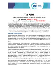Fonds TV5 - Principes directeurs