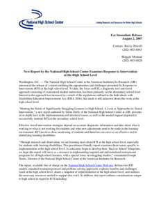 National High School Center Releases Dropout Prevention for Students with Disabilities Issue Brief