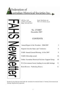 FAHS Newsletter December 2007