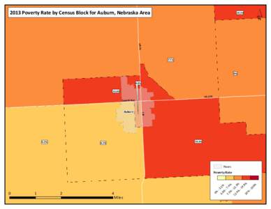 2013 Poverty Rate by Census Block for Auburn, Nebraska Area  19.1% US-75