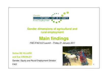 Gender dimensions of agricultural and rural employment Main findings FAO-IFAD-ILO Launch – Friday 21 January 2011