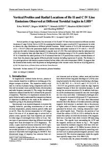 Plasma and Fusion Research: Regular Articles  Volume 7, Vertical Profiles and Radial Locations of He II and C IV Line Emissions Observed at Diﬀerent Toroidal Angles in LHD∗)