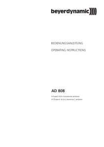 BEDIENUNGSANLEITUNG OPERATING INSTRUCTIONS AD[removed]Kanal Aktiv-Antennencombiner 4-Channel Active Antenna Combiner