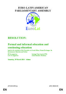 EURO-LATIN AMERICAN PARLIAMENTARY ASSEMBLY RESOLUTION: Formal and informal education and continuing education