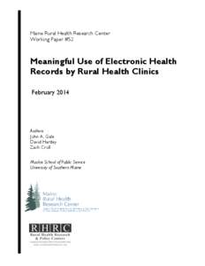 Meaningful Use of Electronic Health Records by Rural Health Clinics