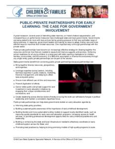Public-Private Partnerhips for Early Learning: The Case for Government Involvement