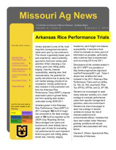 Missouri Ag News A Publication of University of Missouri Extension - Southeast Region V o l u m e 2 ,