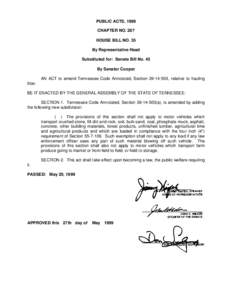 PUBLIC ACTS, 1999 CHAPTER NO. 287 HOUSE BILL NO. 35 By Representative Head Substituted for: Senate Bill No. 45 By Senator Cooper