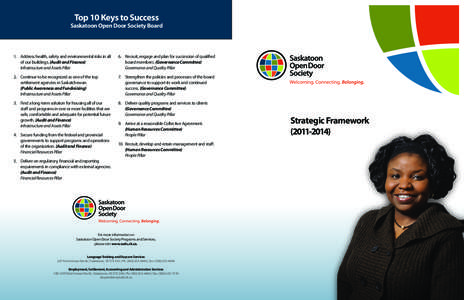 Top 10 Keys to Success  Saskatoon Open Door Society Board 1.	 Address health, safety and environmental risks in all of our buildings. (Audit and Finance)
