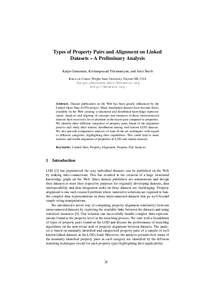 Types of Property Pairs and Alignment on Linked Datasets – A Preliminary Analysis Kalpa Gunaratna, Krishnaprasad Thirunarayan, and Amit Sheth Kno.e.sis Center, Wright State University, Dayton OH, USA {kalpa,tkprasad,am