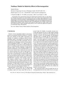 Nonlinear Models for Relativity Effects in Electromagnetism Santosh Devasia Mechanical Engineering, University of Washington, Seattle, WA[removed], USA