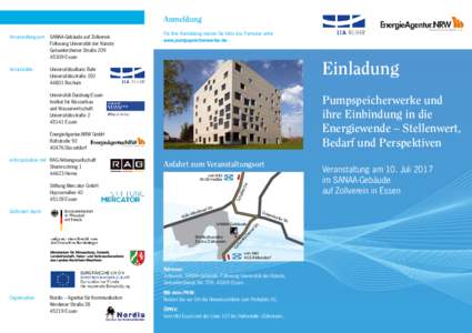 Anmeldung Veranstaltungsort	SANAA-Gebäude auf Zollverein Folkwang Universität der Künste 	 Gelsenkirchener Straße 209