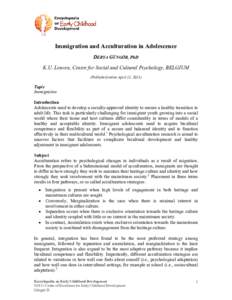 Immigration and Acculturation in Adolescence