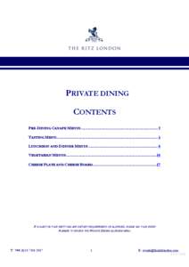 PRIVATE DINING CONTENTS PRE-DINING CANAPE MENUS ........................................................................ 2 TASTING MENU.....................................................................................