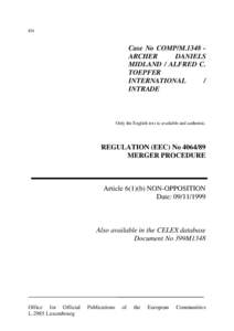 EN  Case No COMP/M.1348 ARCHER DANIELS MIDLAND / ALFRED C. TOEPFER