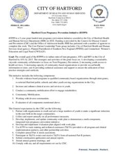 CITY OF HARTFORD DEPARTMENT OF HEALTH AND HUMAN SERVICES 131 Coventry Street Hartford, Connecticut[removed]Ph: ([removed]Fax: ([removed]