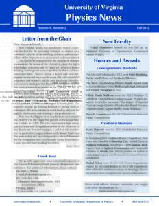 University of Virginia  Physics News Volume 4, Number 2  Letter from the Chair
