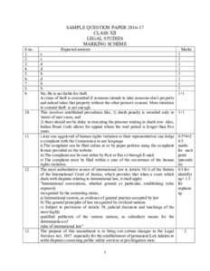 SAMPLE QUESTION PAPERCLASS XII LEGAL STUDIES MARKING SCHEME S no. 1.