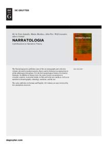 Ed. by Fotis Jannidis, Matías Martínez, John Pier, Wolf (executive editor) Schmid NARRATOLOGIA Contributions to Narrative Theory