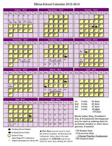 Elkins School CalendarAugust Sun Mon