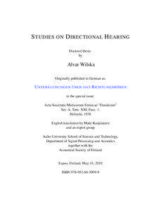 S TUDIES ON D IRECTIONAL H EARING Doctoral thesis by