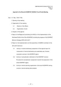 UNEP/NOWPAP/CEARAC/FPMAnnex III Page1 Agenda for the Eleventh NOWPAP CEARAC Focal Points Meeting