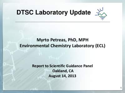 DTSC Laboratory Update, Aug 2013