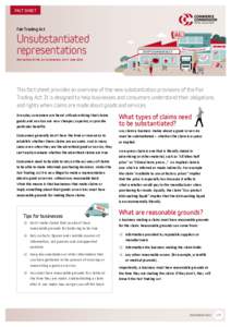 FACT SHEET  Fair Trading Act Unsubstantiated representations