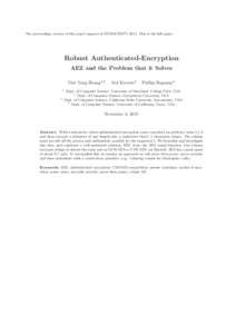 Cryptography / Authenticated encryption / Block cipher mode of operation / Semantic security / RSA / Ciphertext / Integrated Encryption Scheme / Feistel cipher
