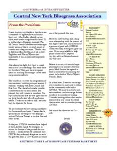 ☺☺ OCTOBER 2008 CNYBA NEWSLETTER  1 Central New York Bluegrass Association From the President