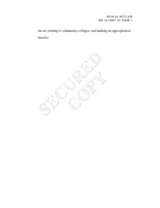 :23 AM RNPAGE 1 An act relating to community colleges, and making an appropriation  SE