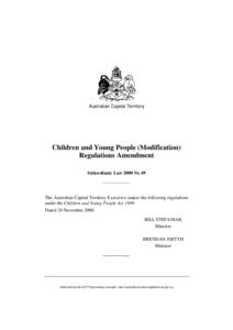 Australian Capital Territory  Children and Young People (Modification) Regulations Amendment Subordinate Law 2000 No 49