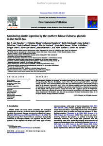 Monitoring plastic ingestion by the northern fulmar Fulmarus glacialis in the North Sea