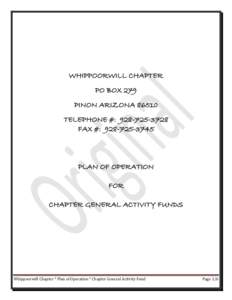 WHIPPOORWILL CHAPTER PO BOX 279 PINON ARIZONATELEPHONE #: FAX #: 